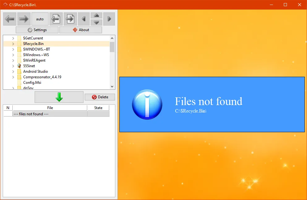 In ImvI all informational messages and error messages related to files (folders) are displayed immediately in the viewing area. This is done to avoid disturbing the user with pop-up messages