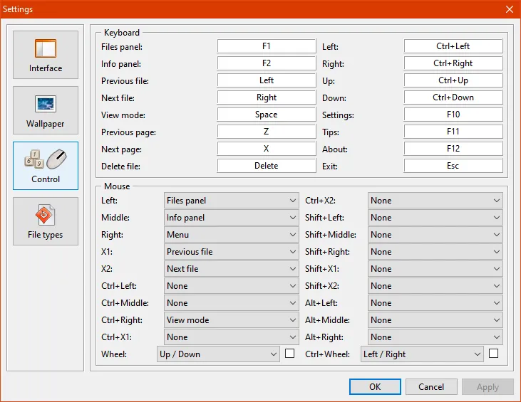 Detailed keyboard and mouse settings